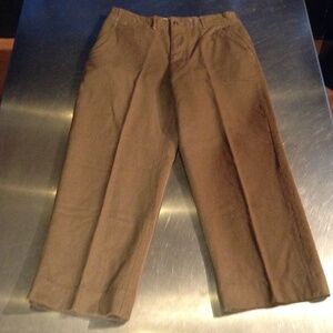 VTG US Army Wool Field Trousers Pants Men's 33x27 Military Green Button Fly Flat